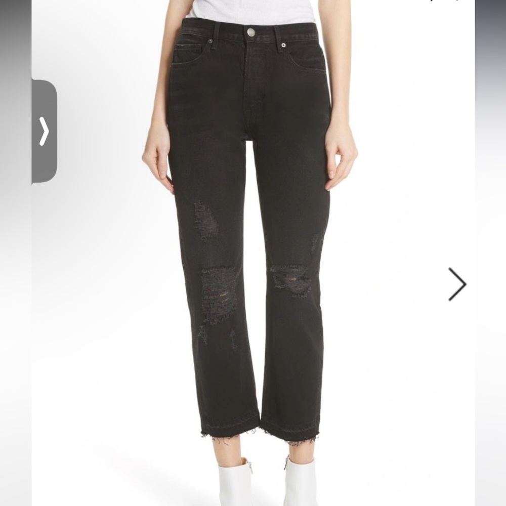 Frame Le Original Released Hem High Waist Jeans In Grey River